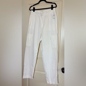Gap Cotton blend pull on cargo pants, White, size L Tall, NWT